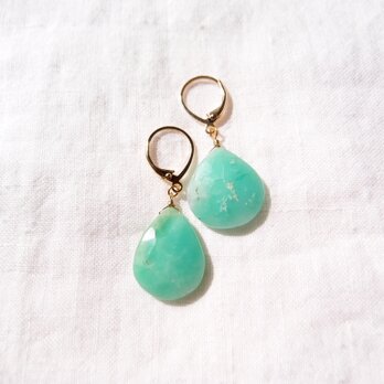 Chrysoprase Drop Earrings／クリソプレーズ 雫フレンチピアスの画像