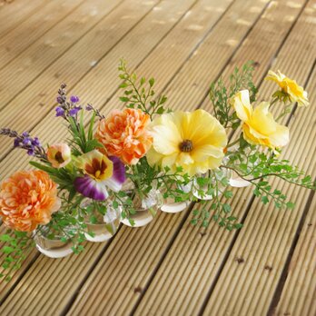 *フラワーアレンジ（ガラス花器）黄色*【マジカルウォーター】