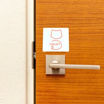 【送料無料】TOILET Cat Motif (白×ピンク) サインプレート 男子トイレ 女子トイレ お手洗い トイレサインの画像