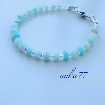 Amazonite＊Fluorite　アマゾナイトとクリスタルビーズ　ブレスの画像