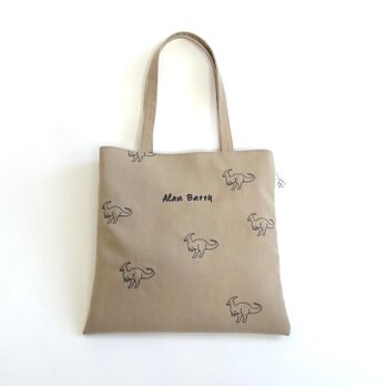 ウォッシュ加工上質ナイロン刺繍トートバッグミニ＜ステゴサウルス＞＜パラサウロロフス＞の画像