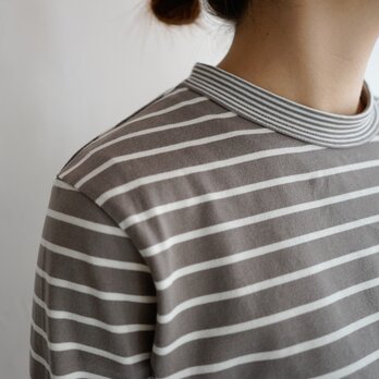 border border long sleeve tee/grayの画像