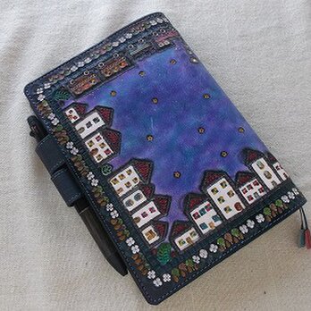 ほぼ日手帳仕様　B6サイズレザー手帳カバー　刻印＆拭き染めの画像