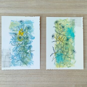 コラージュを添えたポストカード「blossom」の画像