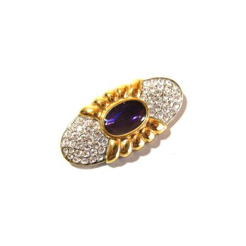 80s Vintage Rhinestone Purple Enamel Broochの画像