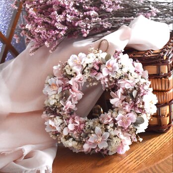 【母の日】桜を贈るフラワーギフト　春満開！　ピンクのリース　の画像