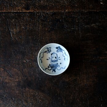 花籠が可愛い◇伊万里　籠文染付豆皿　骨董・antiques 小皿　暮らしに。古美術　江戸末期の画像