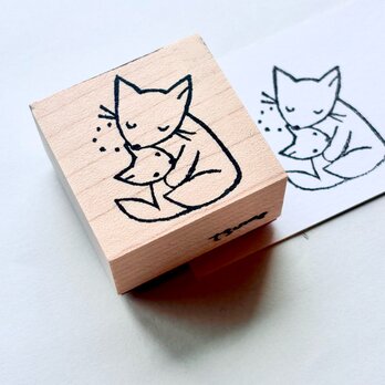 ＜ゴム製スタンプ＞年賀状にも「きつねの親子」の画像