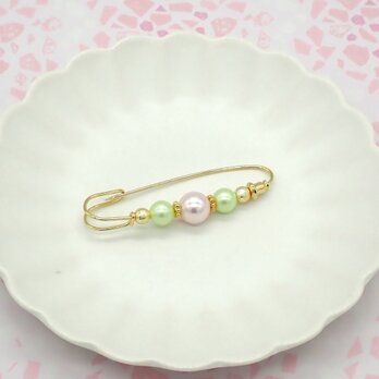 さくら色パールブローチ