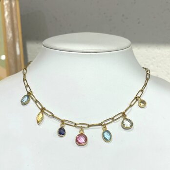 カラーストーンチェーンネックレス（MULTI）の画像