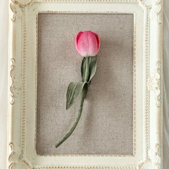 〈染め花〉チューリップの一輪コサージュ(M・赤ピンク)