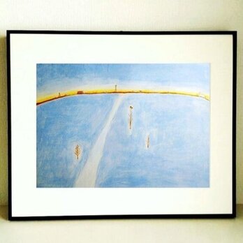 一点物|絵画|原画「暮れてゆく空を眺めて」 ※額縁入り(四つ切サイズ)送料無料