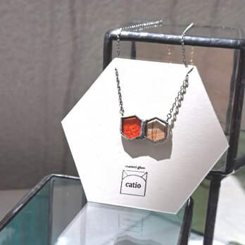 Honeycamb-ribbon-necklace/stripe orangeの画像