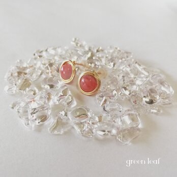 14kgf＊花翡翠の一粒ピアス～透き通るピンク～の画像