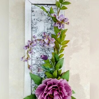 ☆クレイフラワー作品（藤の花の壁掛け）☆の画像