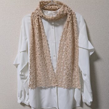 【母の日限定特別価格】5月11日まで✳やさしい風をまとう✳コットンシルクのストール(ベージュ)＋シュシュのおまけ付きの画像