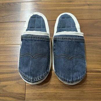 男性用★洗濯機丸洗いOK★スリッパ•室内履き★デニムリメイク　ルームシューズの画像