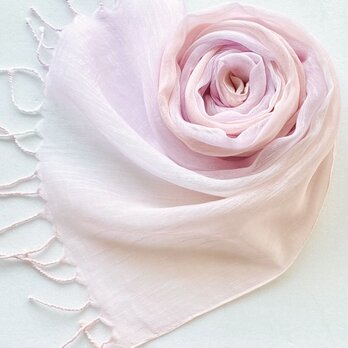 かろやかコットンシルク＊桜貝色×桃花色＊手染めのストール