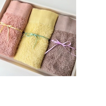 草木染ふわふわタオルハンカチ（3色セット）の画像