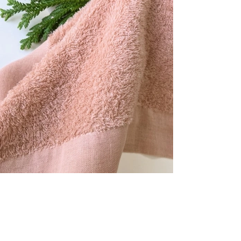 草木染ふわふわタオルハンカチ（サーモンピンク）の画像