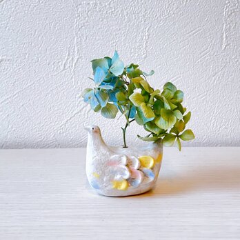 カラフルバードの一輪挿し　ドライフラワーの画像