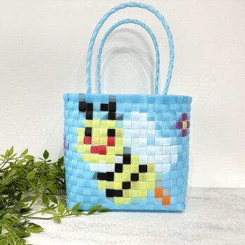 蜂　ハチ★プラカゴ★お散歩バッグ　温泉バッグ　エコバッグ　PPバンド　カゴバッグ　お散歩バッグの画像