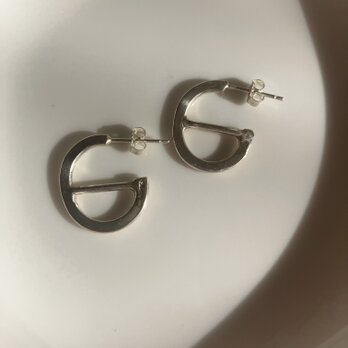 silver950 buckle loop motif シルバー　フープピアス　/樹脂イヤリング　ユニセックス　メンズの画像