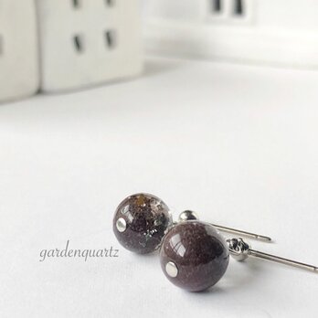 数量限定♡AAAガーデンクォーツ8㎜玉ピアス  チタンの画像