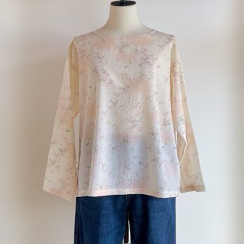 Tシャツ風ブラウス【送料込み】長襦袢リメイク　長袖　ピンクの画像