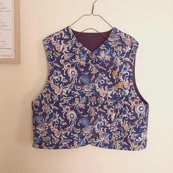 COTTON リバーシブルキルトはんてんベスト *パープル* size FREE