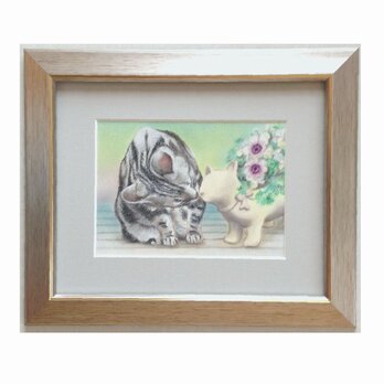 チュッ！（パステル画　原画）の画像