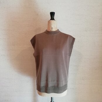 【限定色♡】冷感素材＆通気性◎コットン100％ギマ加工　モックネックノースリ(01042)　モカブラウンの画像