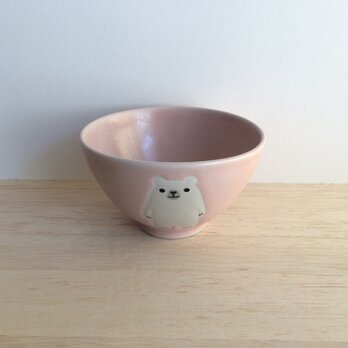 シロクマの茶碗（ピンク）の画像