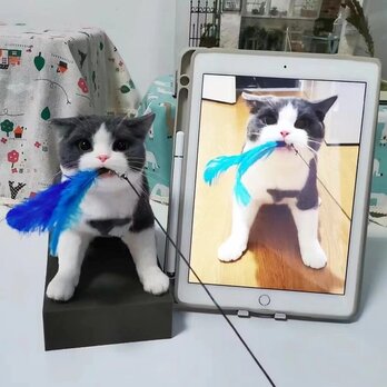 【受注作製】羊毛フェルト、うちの子、猫ぬいぐるみ、フェルト猫、ペットの肖像画、犬猫人形、トイプードル、ペットロス、うちのこ記念日の画像