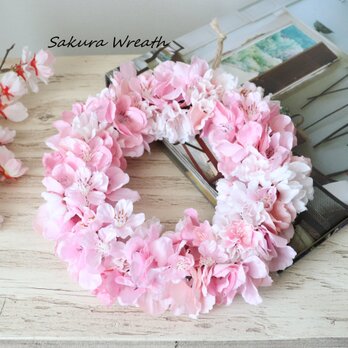 桜リース（アーティフィシャルフラワー）の画像