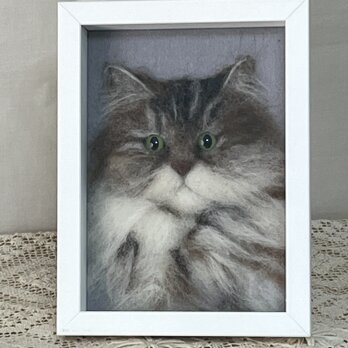 羊毛フェルト猫のポートレートの画像