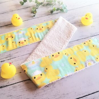 乾布摩擦タオル　かわいいひよこ柄　ダブルガーゼ　コットンタオル　名入れ　オーダーメイド　保育園　幼稚園　の画像