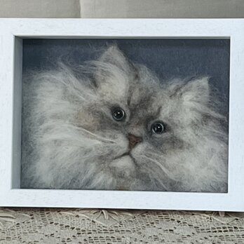 羊毛フェルト猫のポートレートの画像