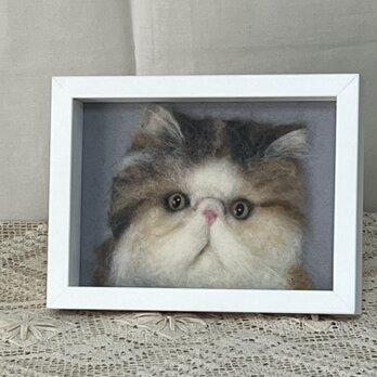 羊毛フェルト猫のポートレートの画像