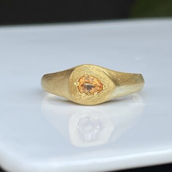 スペサルタイト　ガーネット　しずく　0.3ct　変形印台　シルバーSV925リングの画像