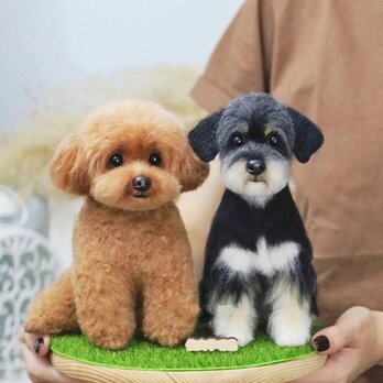 【受注作製】羊毛フェルト、うちの子、犬ぬいぐるみ、フェルト犬、ペットの肖像画、犬猫人形、トイプードル、ペットロス、うちのこ記念日の画像