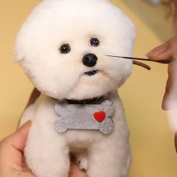 【受注作製】羊毛フェルト、うちの子、犬ぬいぐるみ、フェルト犬、ペットの肖像画、犬猫人形、トイプードル、ペットロス、うちのこ記念日の画像