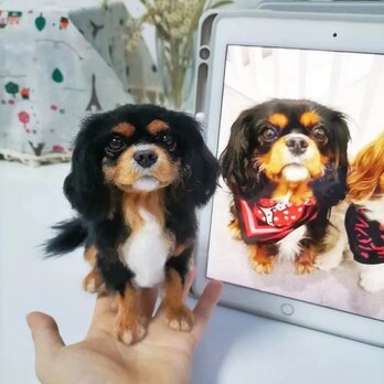 【受注作製】羊毛フェルト、うちの子、犬ぬいぐるみ、フェルト犬、ペットの肖像画、犬猫人形、トイプードル、ペットロス、うちのこ記念日の画像