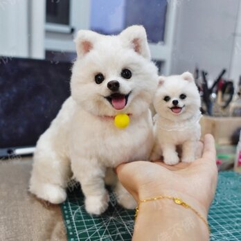 【受注作製】羊毛フェルト、うちの子、犬ぬいぐるみ、フェルト犬、ペットの肖像画、犬猫人形、トイプードル、ペットロス、うちのこ記念日の画像
