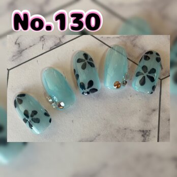 No.130 ジェルネイルチップ サイズオーダー 花柄ネイルの画像