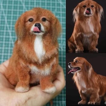 【受注作製】羊毛フェルト、うちの子、犬ぬいぐるみ、フェルト犬、ペットの肖像画、犬猫人形、トイプードル、ペットロス、うちのこ記念日の画像