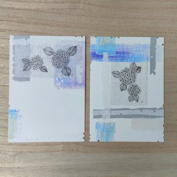 ☆再販（ご依頼品）☆コラージュで彩るポストカード「あじさい」の画像
