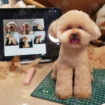 【受注作製】羊毛フェルト、うちの子、犬ぬいぐるみ、フェルト犬、ペットの肖像画、犬猫人形、トイプードル、ペットロス、うちのこ記念日の画像