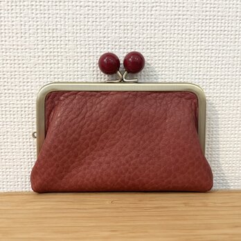 カードケースみたいな本革ミニミニがまぐち財布（赤レザー）の画像