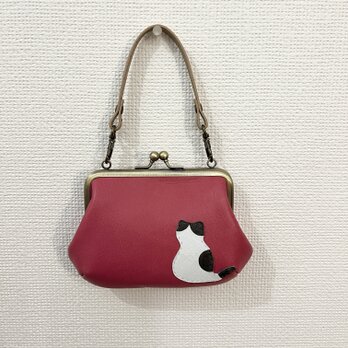 ハチワレネコちゃんのふっくらお出かけがまぐちポーチの画像